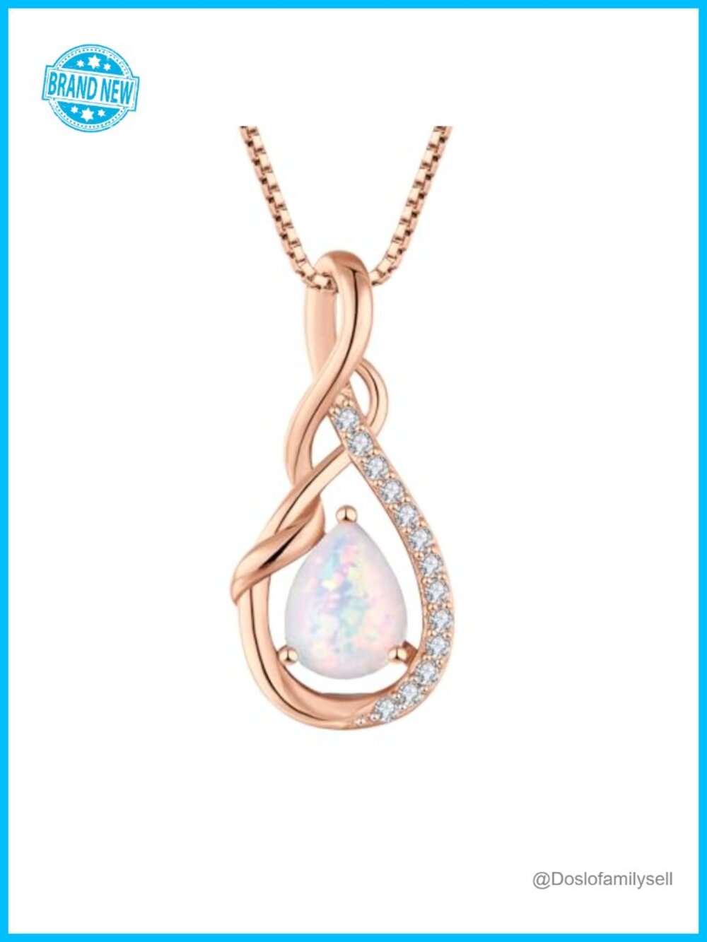 STARCHENIE 925 Sterling Silver Created Opal Infinity Teardrop Pendant Necklace